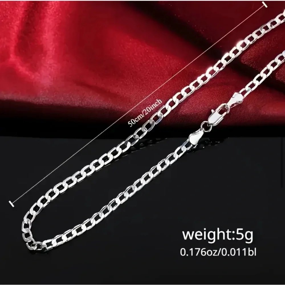 925 Silver Chain Necklace Unisex-Sophisticated Brand Ideal for wedding. - Picture 4 of 5